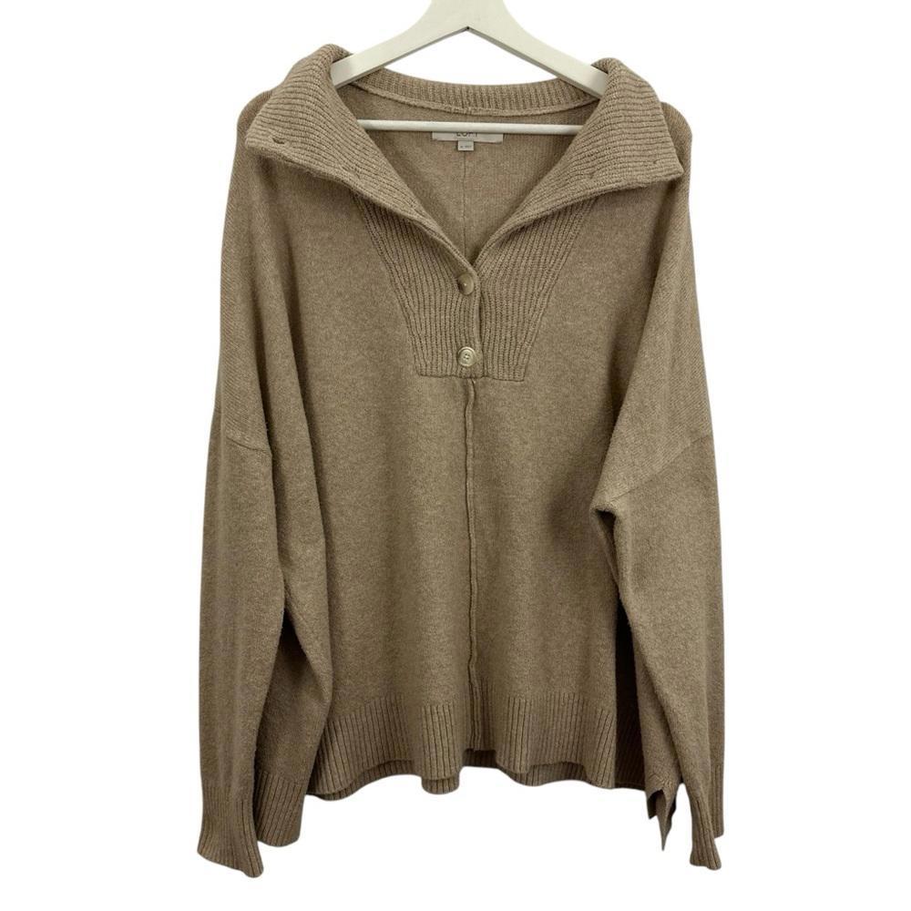 LOFT Women’s Henley Brown Long Sleeve Sweater Size XL